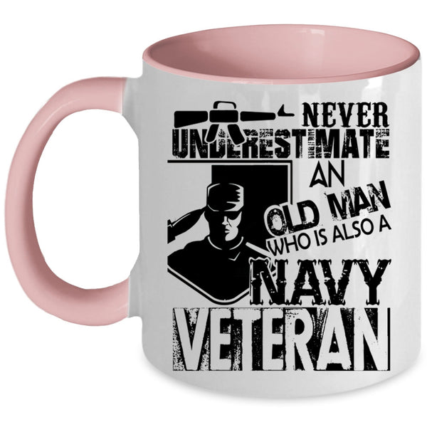 Cool Grandpa Coffee Mug, An Old Man Is A Navy Veteran Accent Mug