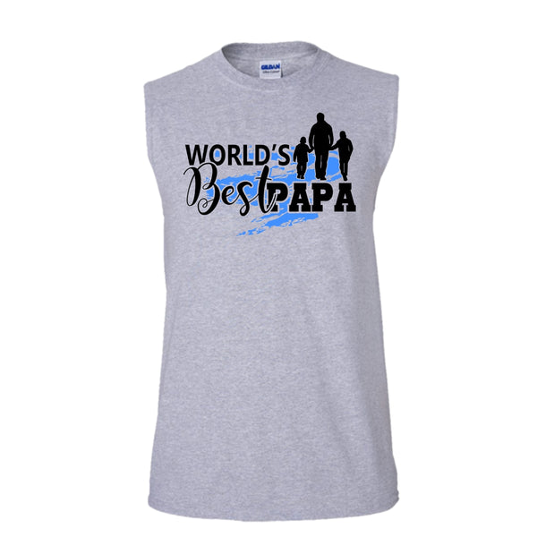 World's Best Papa T Shirt, Gift For Papa Tank Top (Men's Cotton Sleeveless)