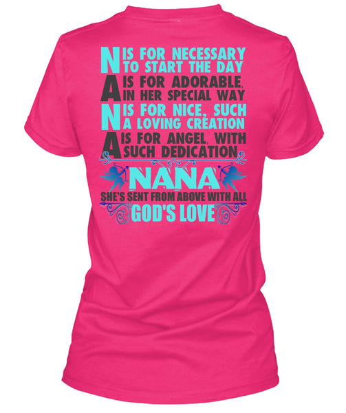 Nana Is For Necessary To Start The Day T Shirt, Being A Nana T Shirt, Cool Shirt (Ladies LS Heather V-Neck)