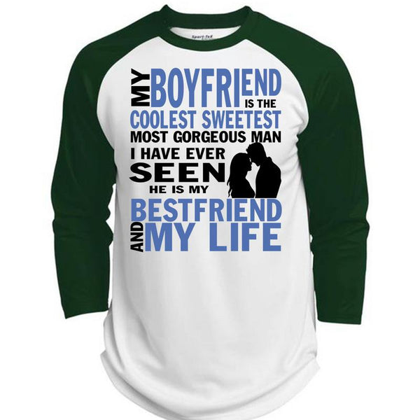 My Boyfriend Is The Coolest Sweetest T Shirt, I Love My Wife T Shirt, Awesome T-Shirts  (Polyester Game Baseball Jersey)