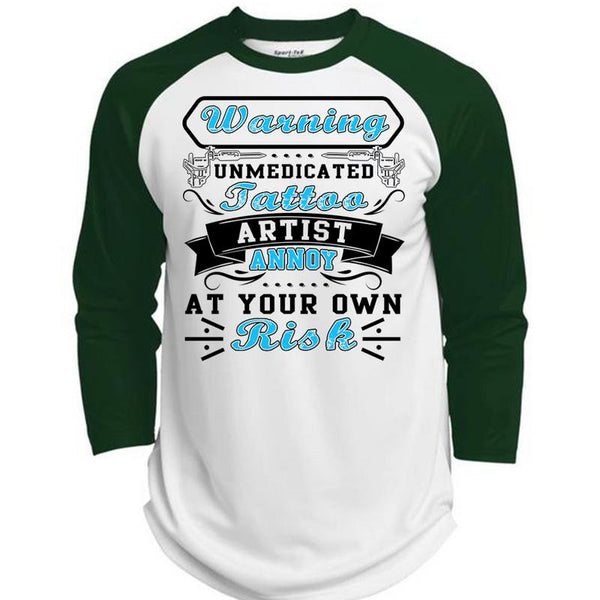 Warning Unmedicated Tattoo Artist T Shirt, I Love Tattoo T Shirt, Awesome T-Shirts  (Polyester Game Baseball Jersey)