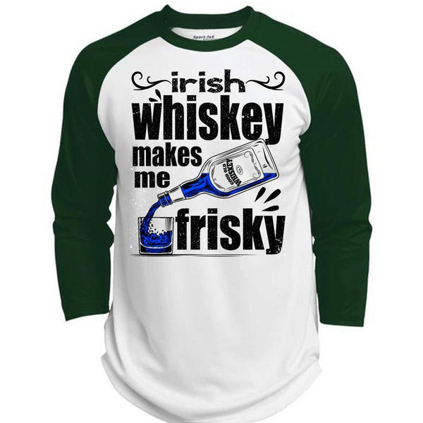 Irish Whiskey Makes Me Frisky T Shirt, I Love Drinking T Shirt, Awesome T-Shirts  (Polyester Game Baseball Jersey)