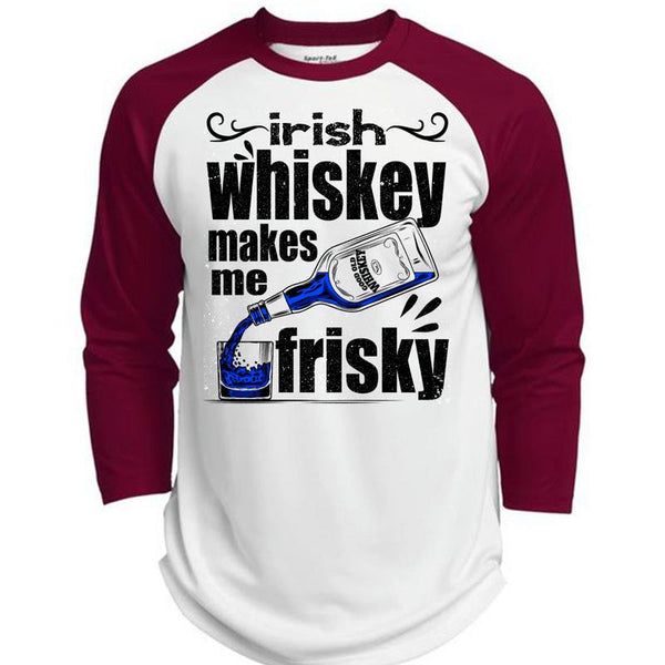 Irish Whiskey Makes Me Frisky T Shirt, I Love Drinking T Shirt, Awesome T-Shirts  (Polyester Game Baseball Jersey)