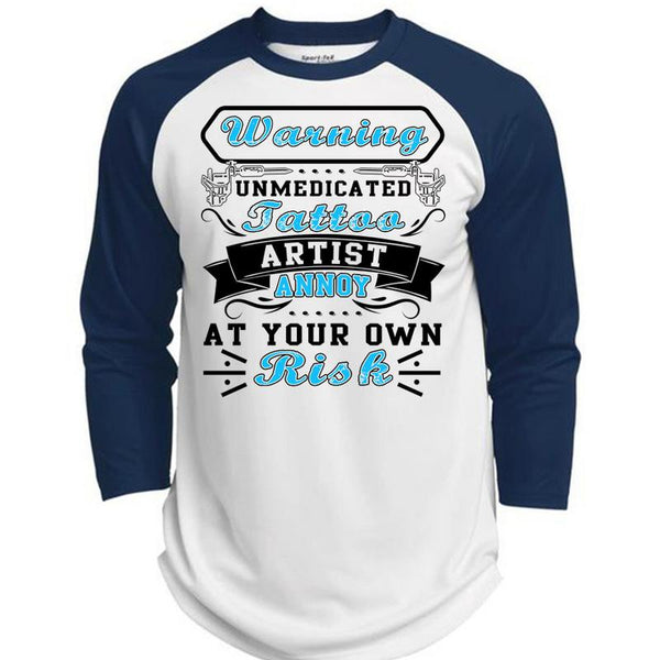 Warning Unmedicated Tattoo Artist T Shirt, I Love Tattoo T Shirt, Awesome T-Shirts  (Polyester Game Baseball Jersey)