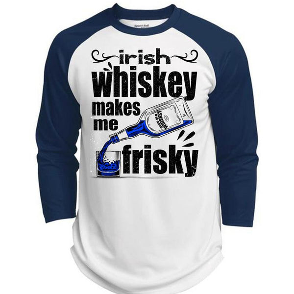 Irish Whiskey Makes Me Frisky T Shirt, I Love Drinking T Shirt, Awesome T-Shirts  (Polyester Game Baseball Jersey)