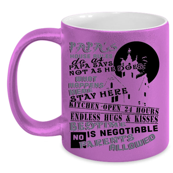Gift For Father's Day Coffee Mug, Papa's House Rules Accent Mug