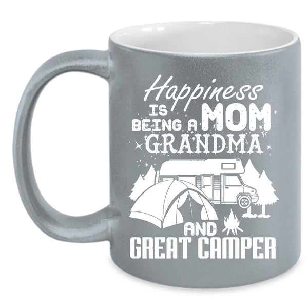 Happiness Is Being A Mom Coffee Mug, Grandma And Creat Camper Coffee Cup