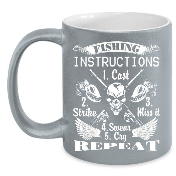 Fishing Instructions Coffee Mug, Cool Fisher Coffee Cup