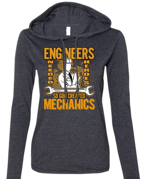 God Created Mechanics T Shirt, I Love Mechanic T Shirt (Anvil Ladies Ringspun Hooded)
