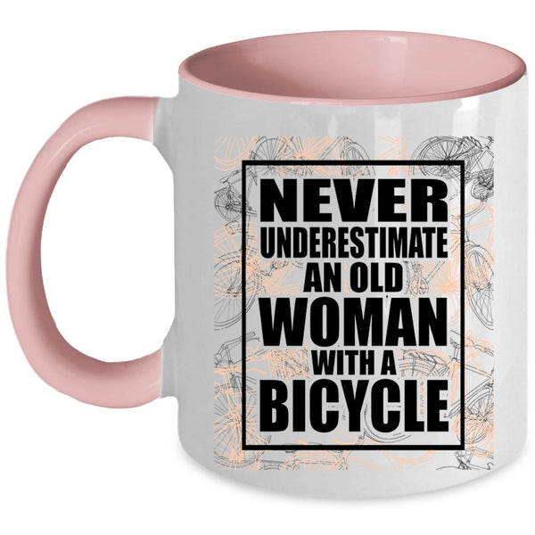 Funny Grandmas Coffee Mug, An Old Woman With A Bicycle Accent Mug