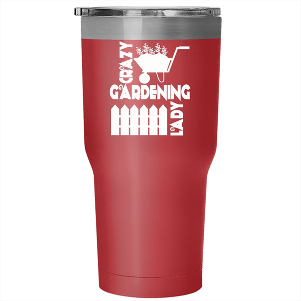 Crazy Gardening Lady Tumbler 30 oz Stainless Steel, Funny Gift For My Wife Travel Mug