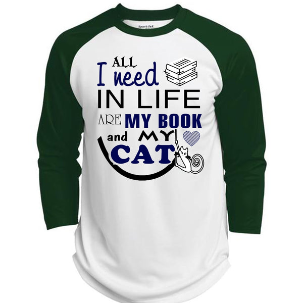 All I Need In Life Are My Book And My Cat T Shirt, I Love Cat T Shirt, Cool Pets T Shirt  (Polyester Game Baseball Jersey)