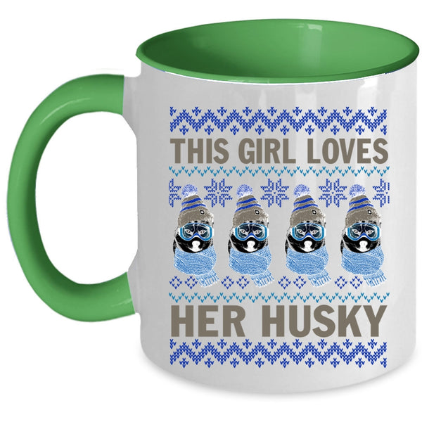 Cute Husky Lover Coffee Mug, This Girl Loves Her Husky Accent Mug