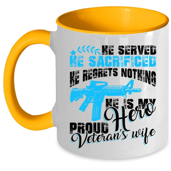 Cool Just Married Coffee Mug, Proud Veteran's Wife Accent Mug