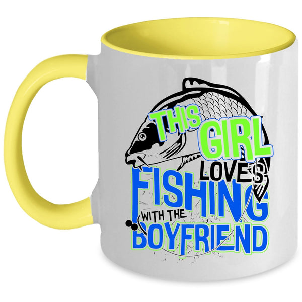 Cute Couple Coffee Mug, This Girl Loves Fishing With The Boyfriend Accent Mug
