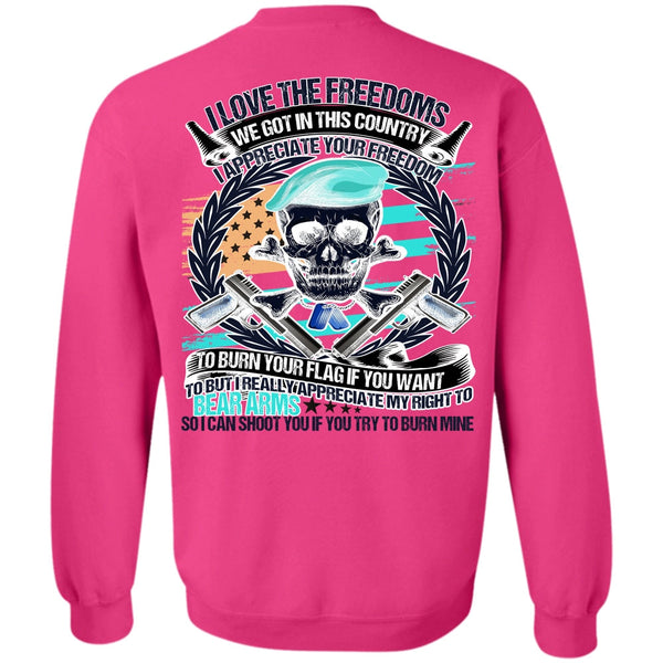 I Love Veteran T Shirt, I Love The Freedoms Sweatshirt