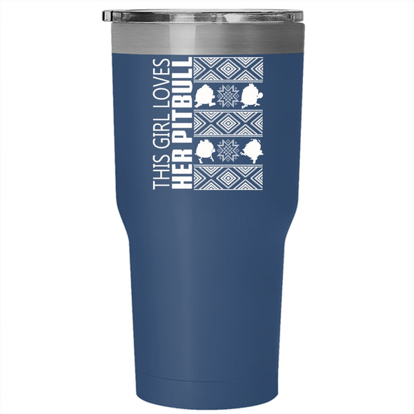 This Girl Loves Her Pitbull Tumbler 30 oz Stainless Steel, Cute Pit Bull Lover Travel Mug
