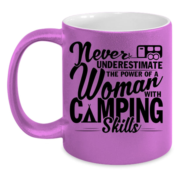 Outdoor Coffee Mug, The Power Of A Woman With Camping Skills Accent Mug