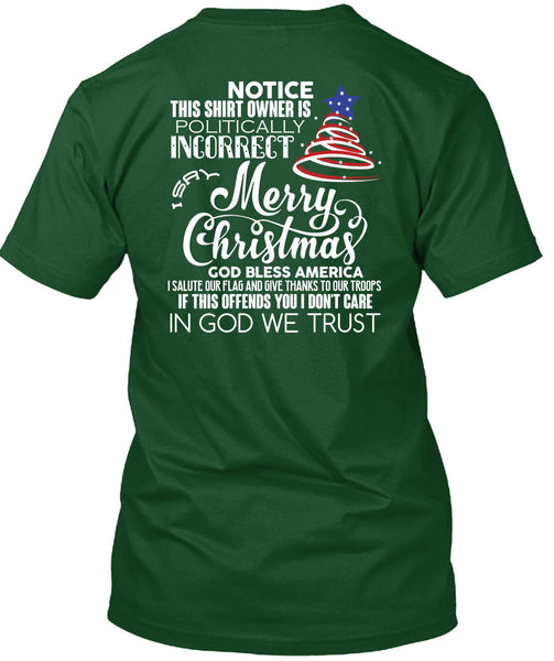 Merry Christmas T Shirt, God Bless America T Shirt