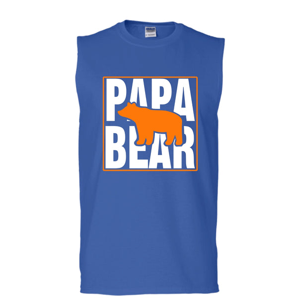 Papa Bear Shirt, Cool Bear Shirt, Father's Day Shirt (Men's Cotton Sleeveless)