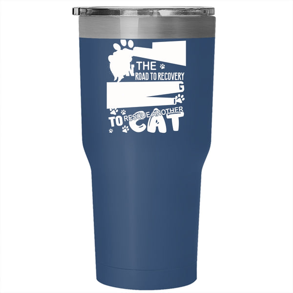 I'm A Cataholic Tumbler 30 oz Stainless Steel, I'm On The Road To Rescue Cat Travel Mug