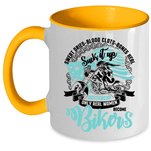 Awesome Women Coffee Mug, Only Real Women Become Bikers Accent Mug