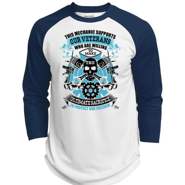 This Mechanic Supports Our Veterans T Shirt, I Love Mechanic T Shirt, Awesome T-Shirts  (Polyester Game Baseball Jersey)