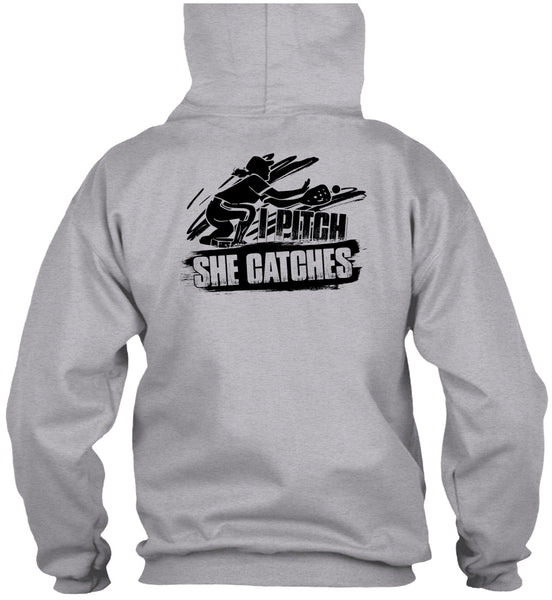 I Pitch She Catches T Shirt, I Love Softball T Shirt