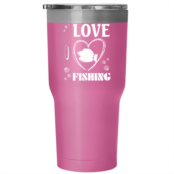 Love Fishing Tumbler 30 oz Stainless Steel, Lovely Gift For Fisher Travel Mug