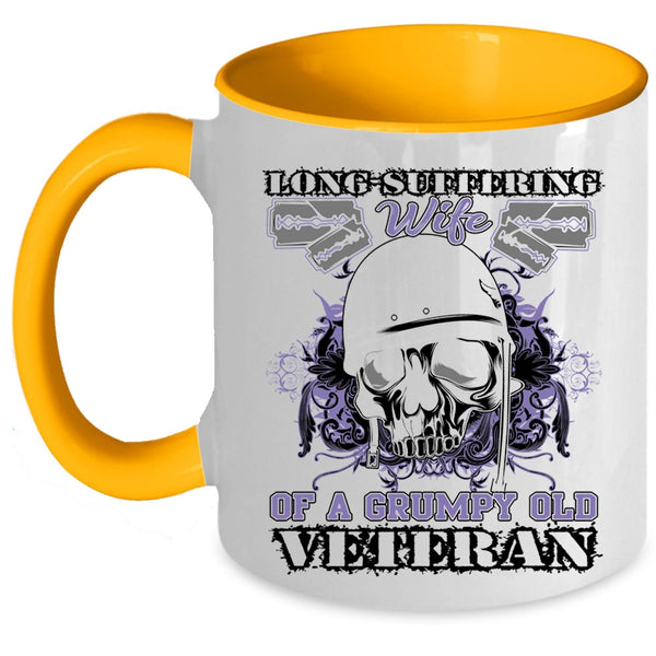 Cool Coffee Mug, Long Suffering Wife Of A Grumpy Old Veteran Accent Mug