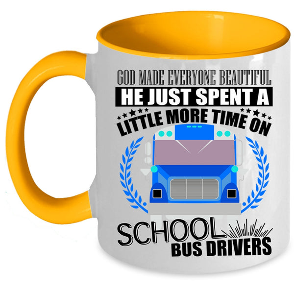 School Bus Drivers Coffee Mug, God Made Everyone Beautiful Accent Mug
