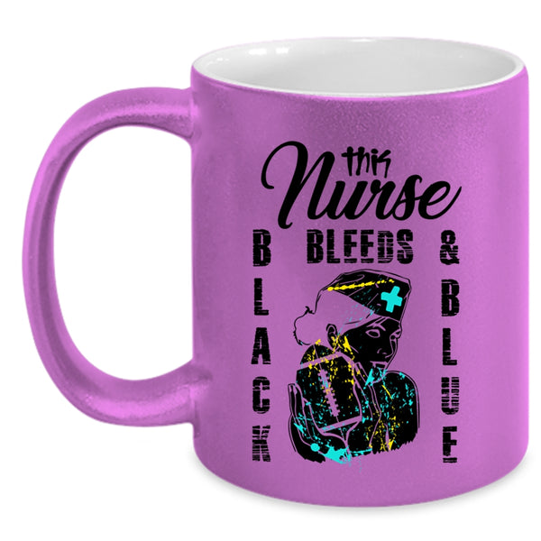 Cool Nurses Coffee Mug, This Nurse Black Bleeds And Blue Accent Mug