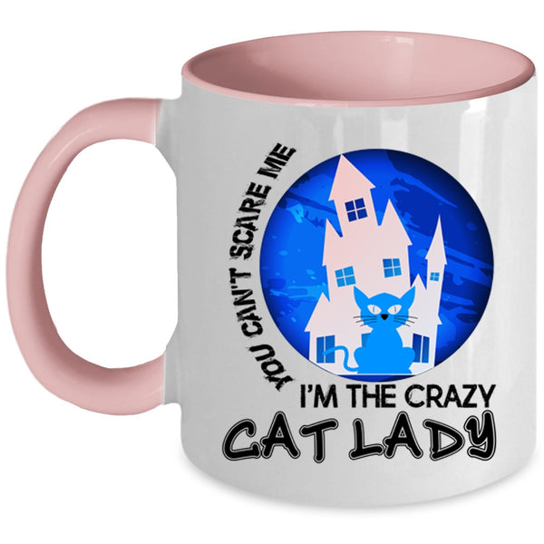 Cool Halloween Coffee Mug, I'm The Crazy Cat Lady Accent Mug