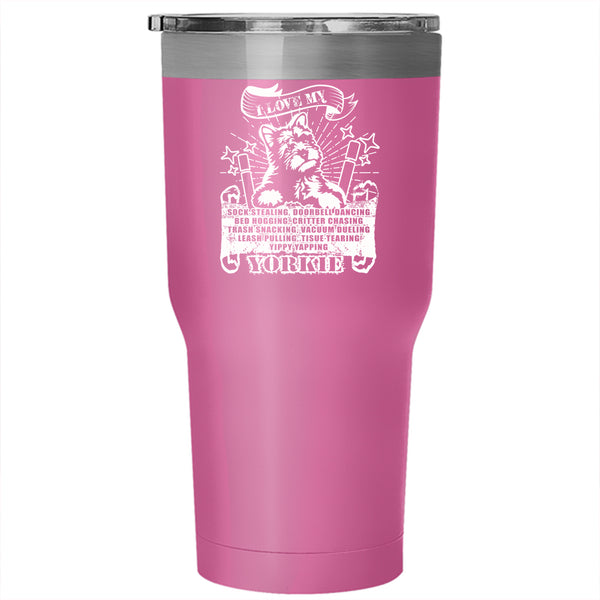 I Love My Yorkie Tumbler 30 oz Stainless Steel, Cute Dogs Travel Mug