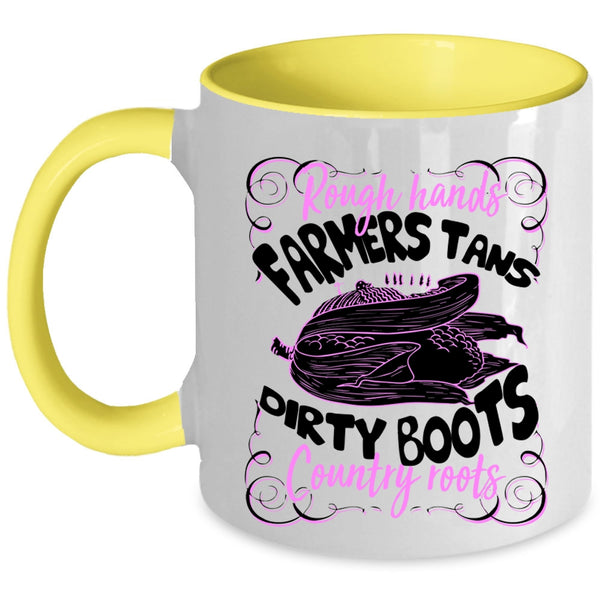 Dirty Boots Country Roots Coffee Mug, Rough Hands Farmers Tans Accent Mug