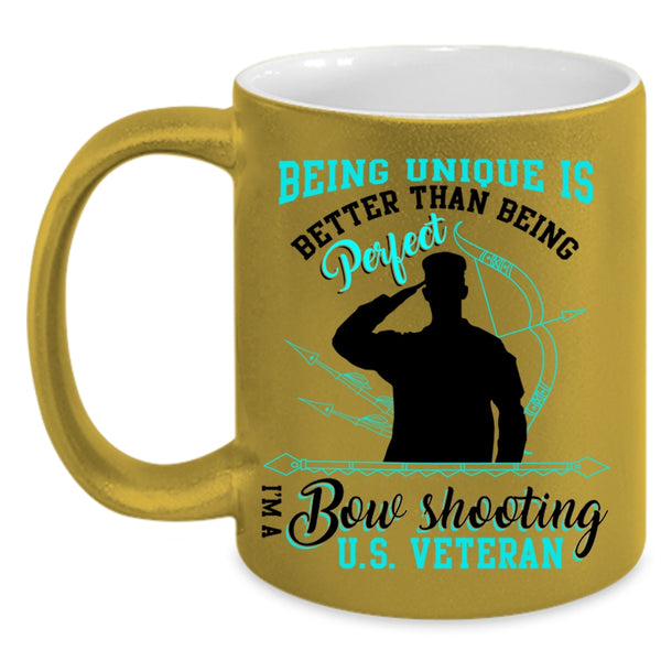 Cool U.S Veteran Coffee Mug, I'm A Bow Shooting U.S Veteran Accent Mug