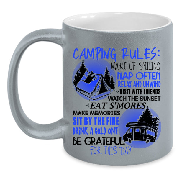 Be Gratful For This Day Coffee Mug, Camping Rules Accent Mug
