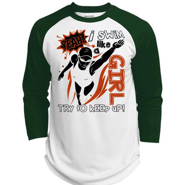 I Swim Like A Girl T Shirt, I Love Swimming T Shirt, Awesome T-Shirts  (Polyester Game Baseball Jersey)