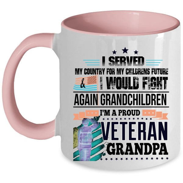 Cool Grandpa Coffee Mug, I'm A Proud Veteran Grandpa Accent Mug