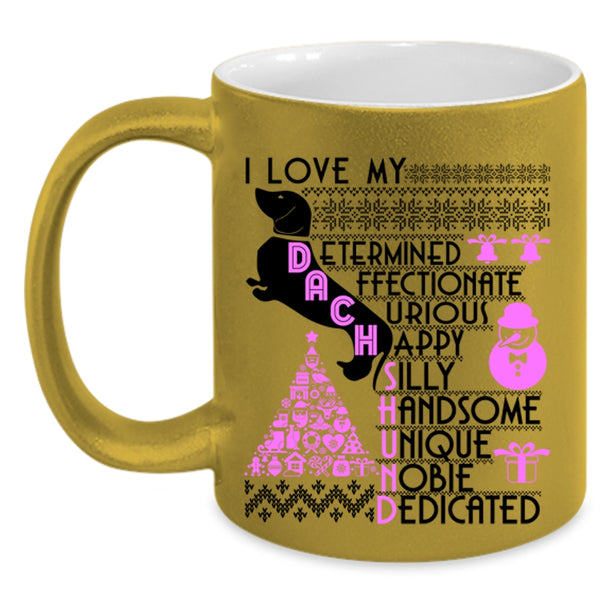 Cute Christmas Coffee Mug, I Love My Duchshund Accent Mug