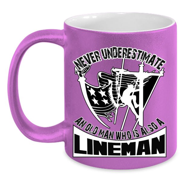 Awesome Grandpas Coffee Mug, An Old Man Is A Lineman Accent Mug