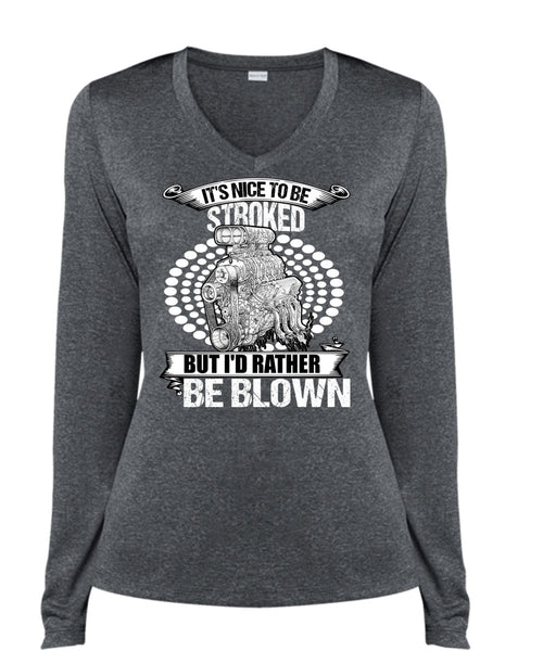 I'd Rather Be Blown T Shirt, Being A Mechanic T Shirt, Cool Shirt (Ladies LS Heather V-Neck)