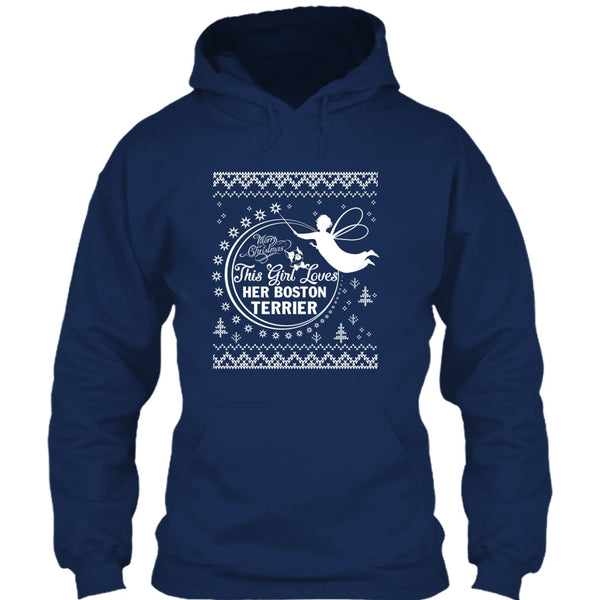 Merry Christmas T Shirt, This Girl Loves Her Boston Terrier T Shirt