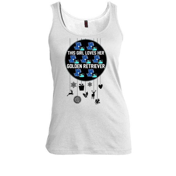 This Girl Loves Her Golden Retriever T Shirt, Merry Christmas Gift Tank Top