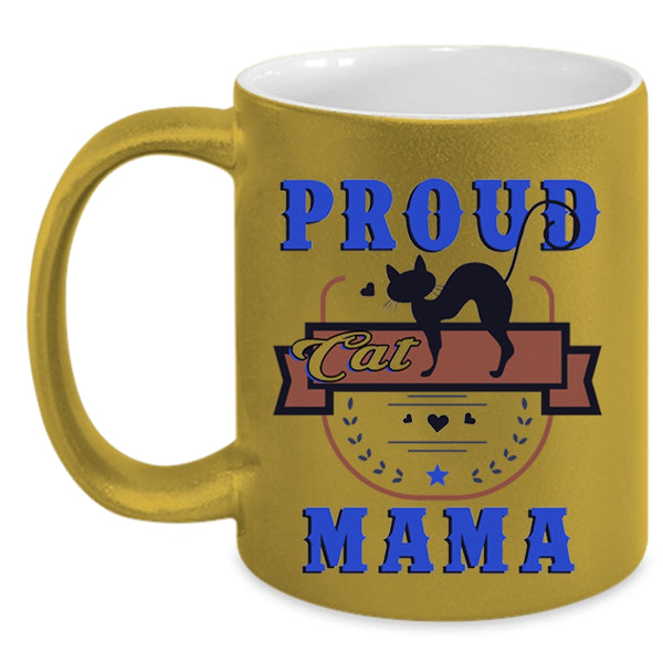 Awesome Gift For Cat Lover Coffee Mug, Proud Cat Mama Accent Mug