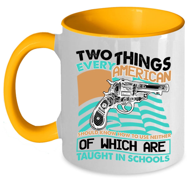 Cool American Flag Coffee Mug, Two Things Every American Accent Mug