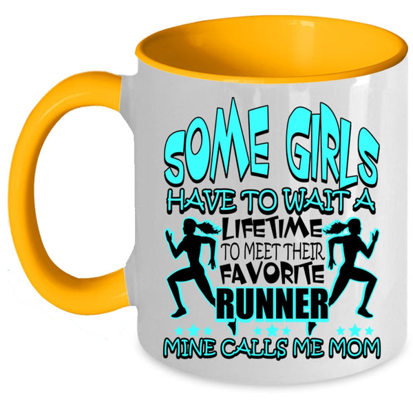 I Love Runner Coffee Mug, My Favorite Runner Calls Me Mom Accent Mug