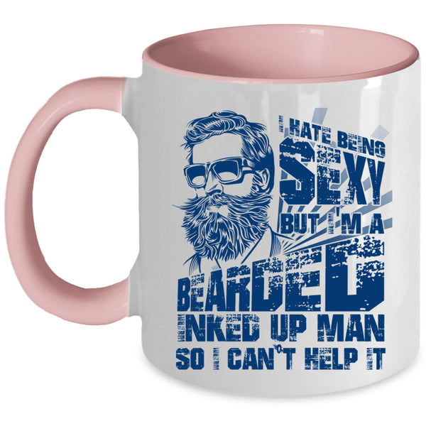 Cool Gift For My Dad Coffee Mug, I'm A Bearded Inked Up Man Accent Mug