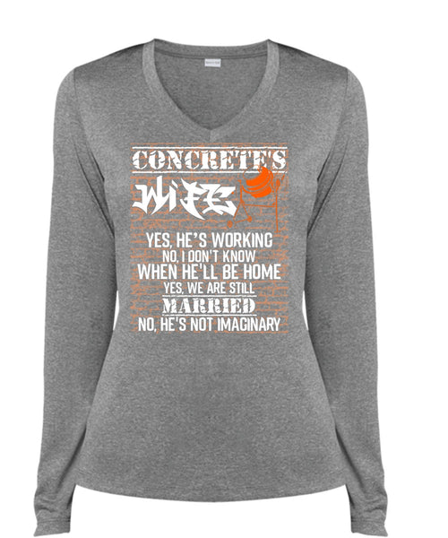 Concrete's Wife T Shirt, We Are Still Married T Shirt, Cool Shirt (Ladies LS Heather V-Neck)