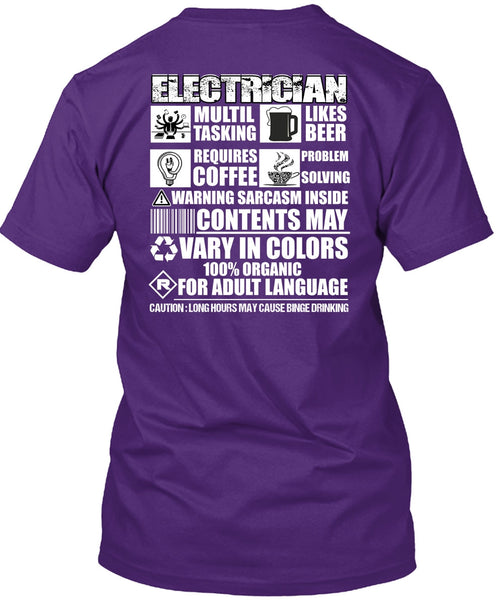 Electrician Multi-tasking T Shirt, Likes Beer T Shirt